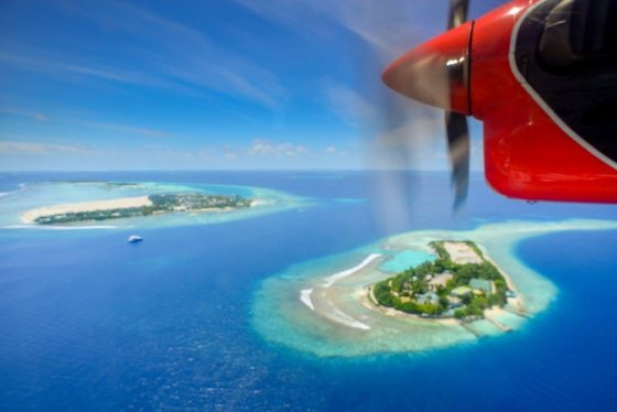 Exploring untouched Caribbean isles from the plane.