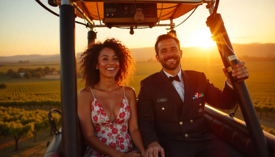man and woman in air balloon