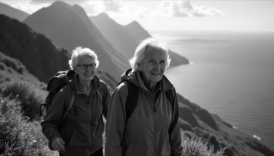 Senior citizens hiking