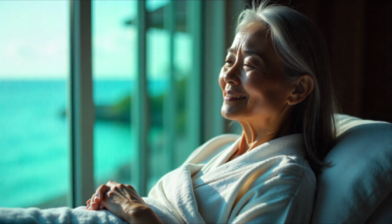 elderly woman staring out the window